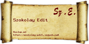 Szokolay Edit névjegykártya